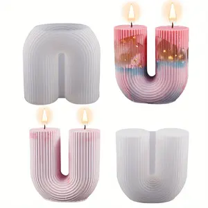 U-Shaped Candle Silicone Mold, Scented Candle Striped Arch Mold, 3D U-Shaped Candle Mold, Home Decor DIY Mold, 1 Piece