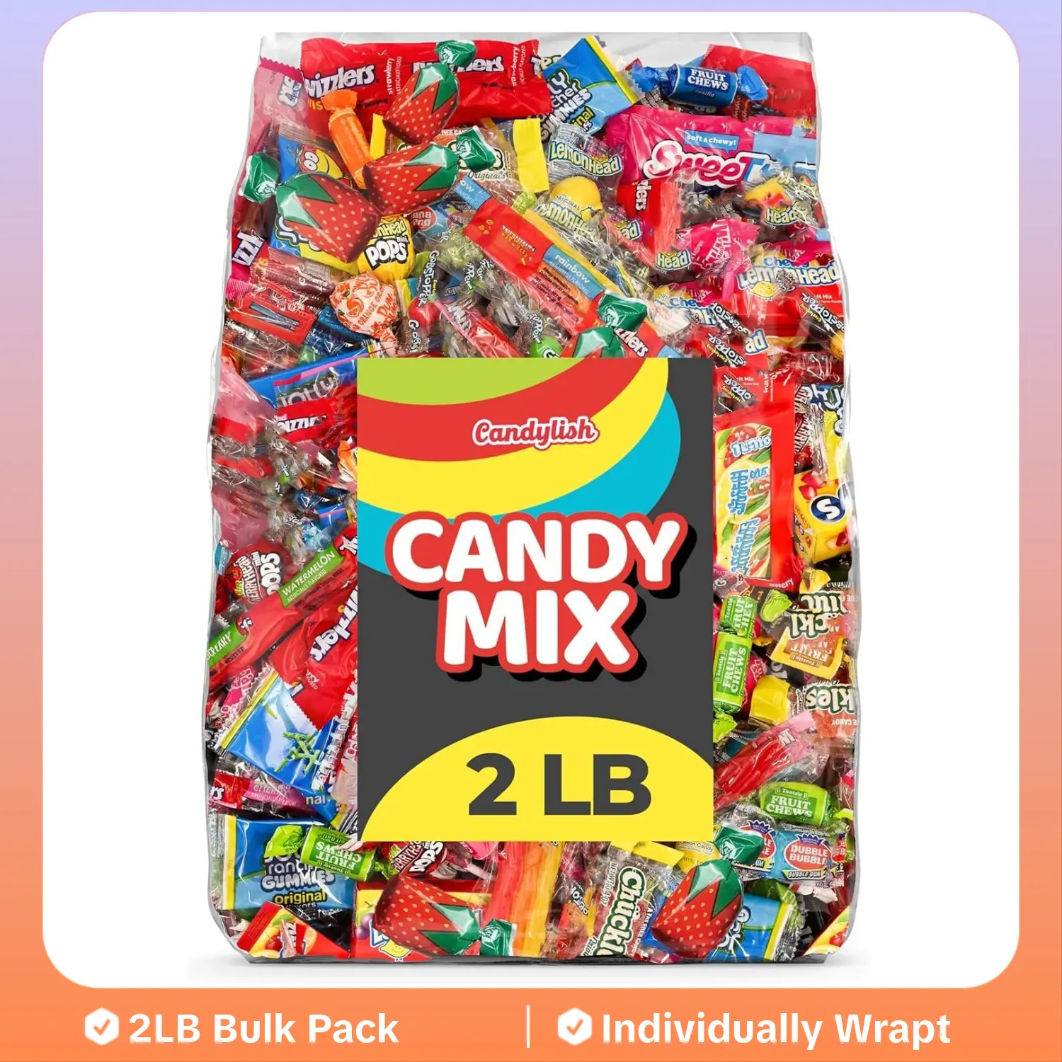Candylish Candy Mix Variety Pack Bulk Assorted Individually Wrapped Big Bag of Candy for Piñata Stuffers, Goodie Bags, Birthday Parties, Kids’ Treats & Party Favors 2 lbs
