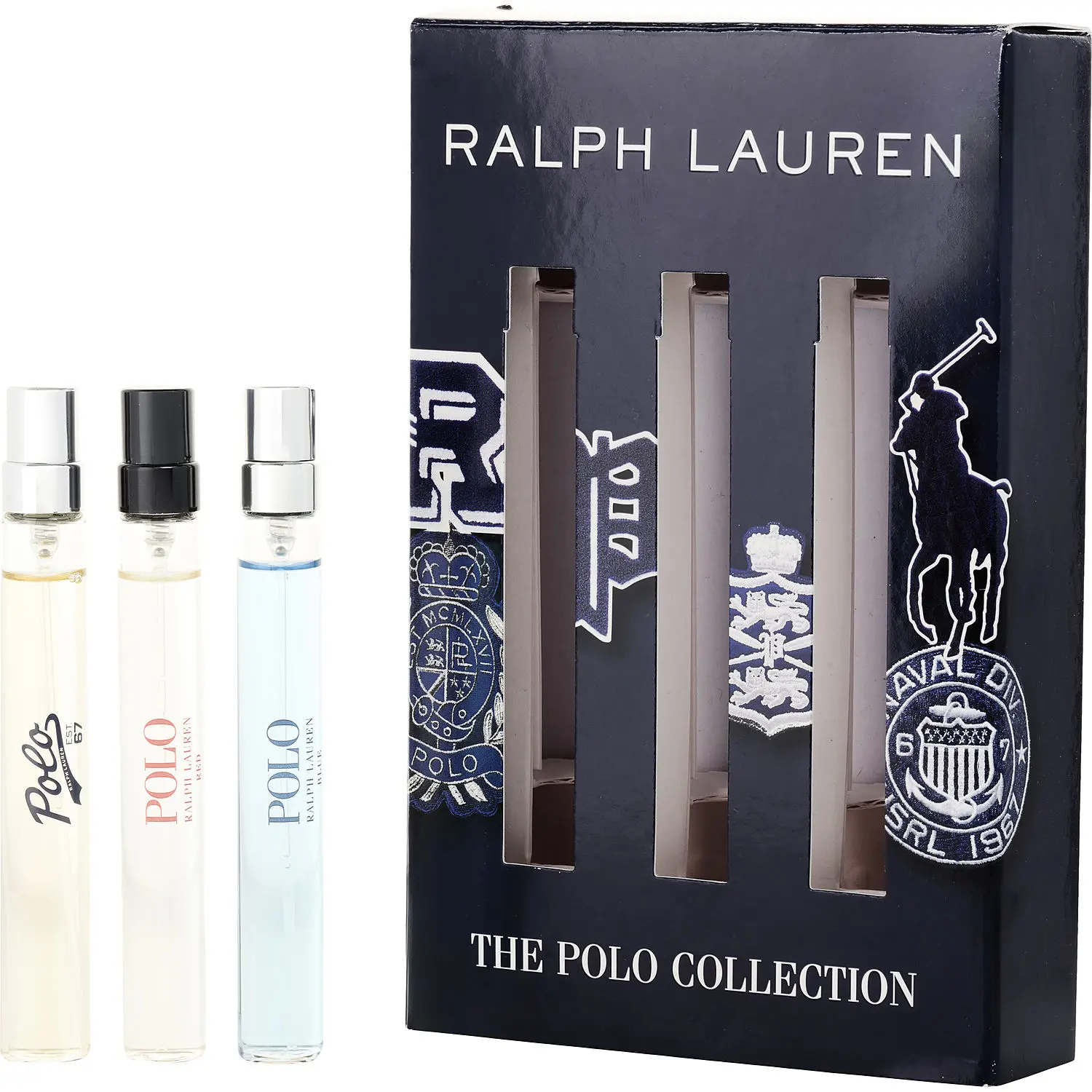 Ralph Lauren Variety Set-3 Piece The Polo Collection With Polo 67 & Polo Blue & Polo Red And All Are Edt Spray 0.3 Oz Minis For Men
