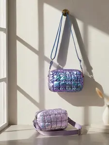 Women's Crossbody Bag, Colorful Cotton Filled Square Design, Single Shoulder Strap, Stylish & Practical Accessory for Daily Use, Crossbody Shoulder Purses, Stylish Crossbody Bags