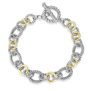 MYTYS Fashion Two-tone Chain Bracelet Double Circle Twisted Exquisite Link Jewelry for Women Gift Nickel-free Lead-free Classic Clothing Accessory