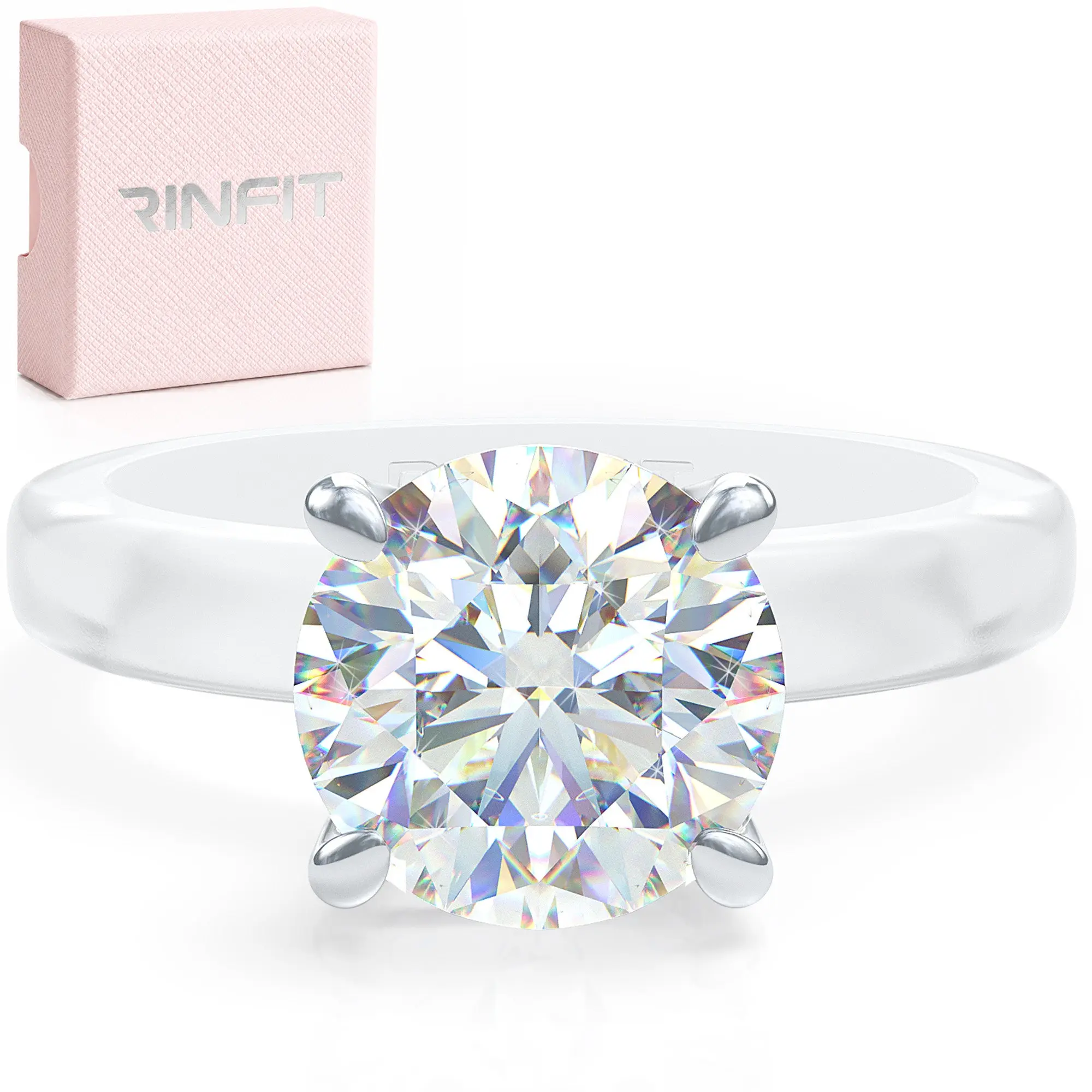 Rinfit Frosted Clear Thin Silicone Ring with Round cut CZ | Patented Design