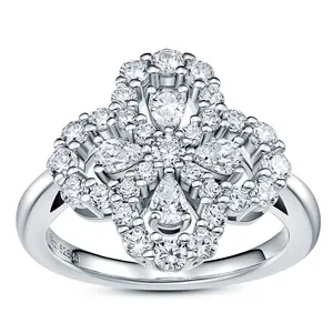 Lit Jewelry | Leaves Shape Full Lap Created Gemstone Ring 925 Sterling Silver Ring