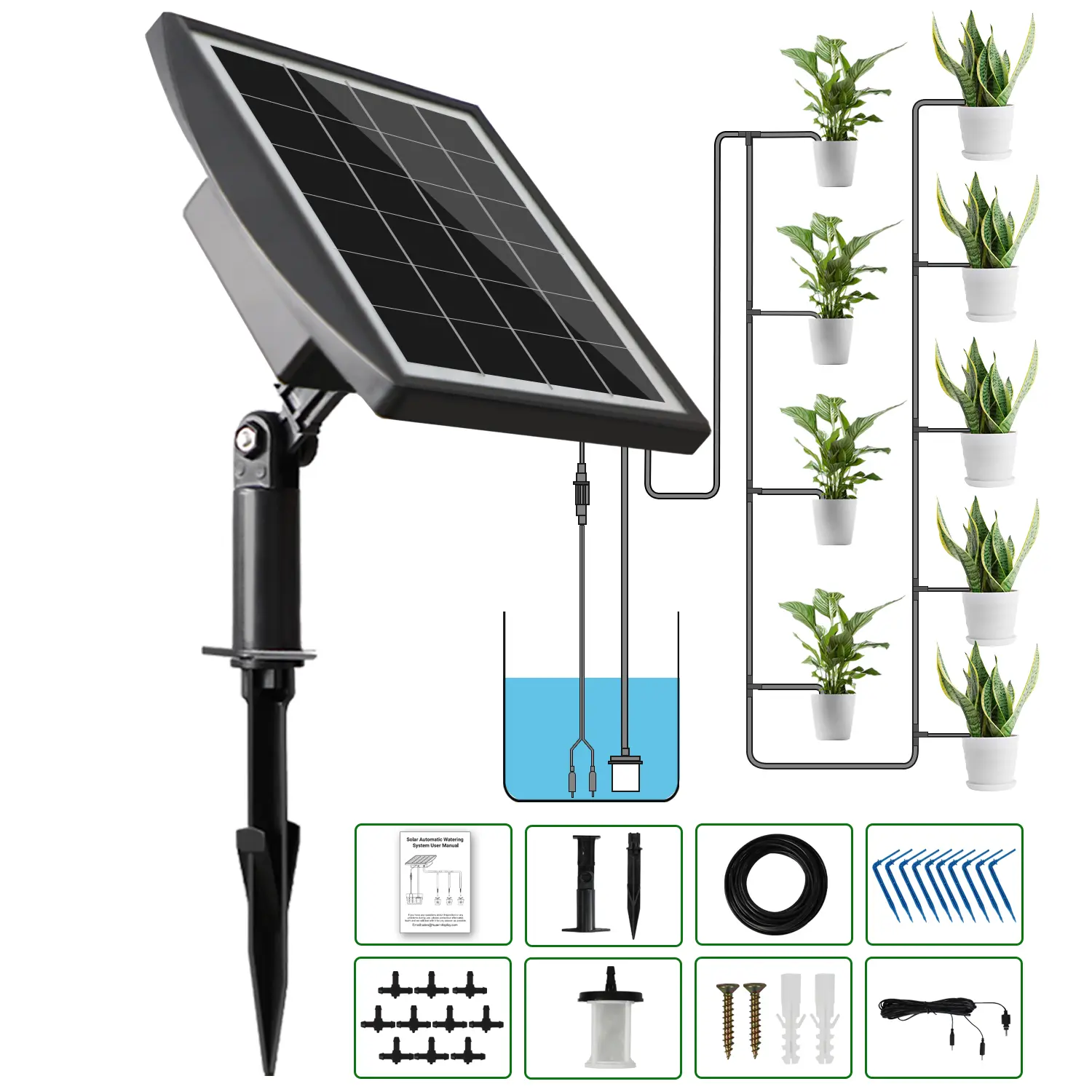 Solar Drip Irrigation Kit, Automatic Watering System for Garden & Pots - Vacation Mode, Ideal for Busy Plant Lovers