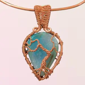 Copper Tree of Life Agate Pendant & Choker - Infinite Divinity Jewelry with Unique Design and Engaging Artwork