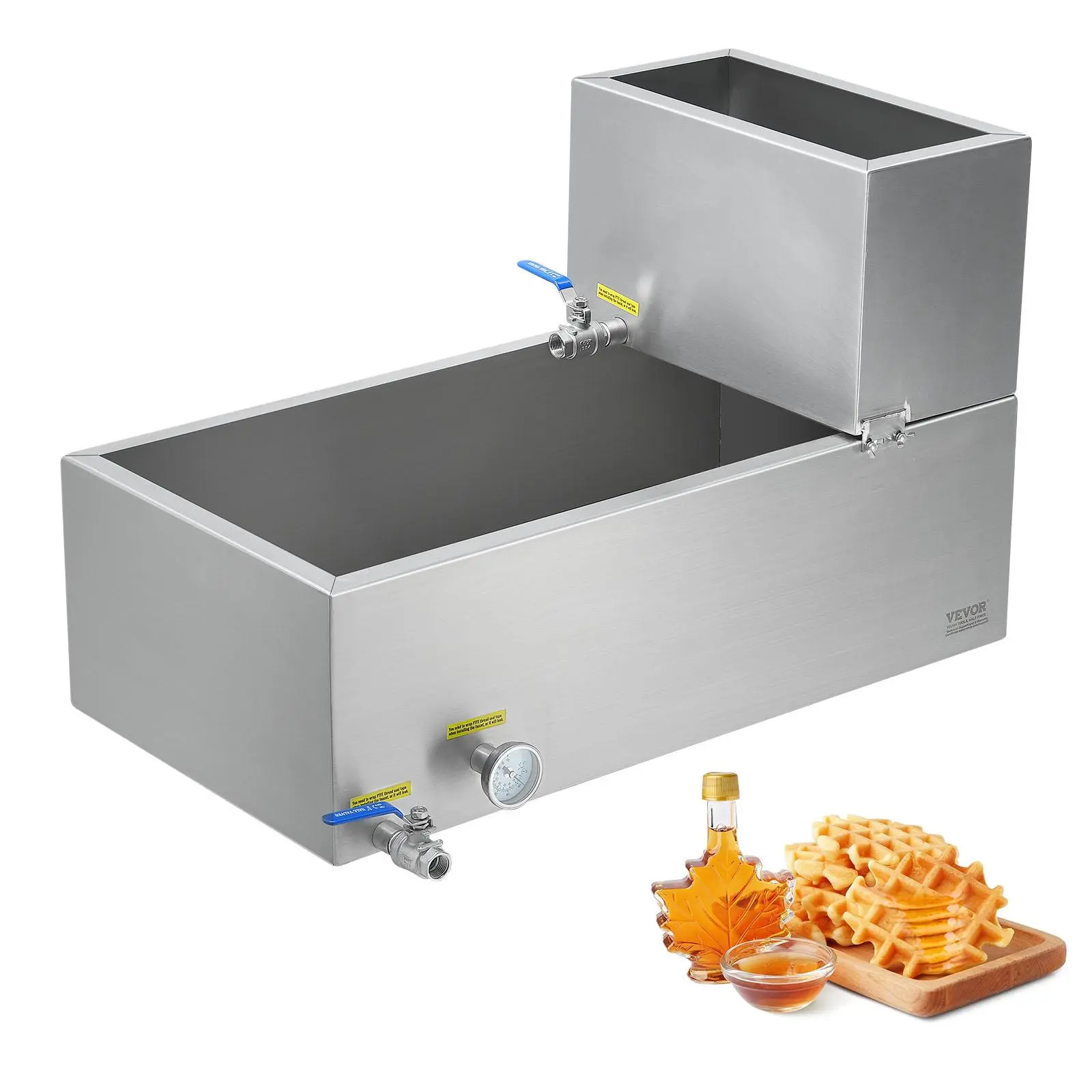 【Father's Day】VEVOR Maple Syrup Evaporator Pan, 19.6 Gallon, 285 Cups of 8.8oz Maple Syrup, Flat Evaporator Pan with Thermometer, 2 Valves and 3 Heating Methods, 304 Stainless Steel Maple Syrup Pan for Home, Outdoor