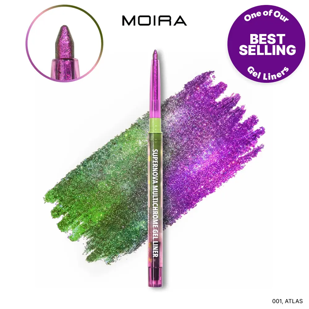 MOIRA | Supernova Multichrome Gel Eyeliner (001, Atlas) | Smooth Glide Gel Formula with Built-In Sharpener, Water & Smudge-Proof up to 12HR