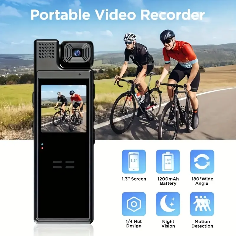 Compact Handheld Pocket Camera Stabilizer - 1080P HD Recorder Video Camcorder with 180-Degree Rotatable Lens, USB Charging, Perfect Gift for Birthdays (SD Card Not Included)