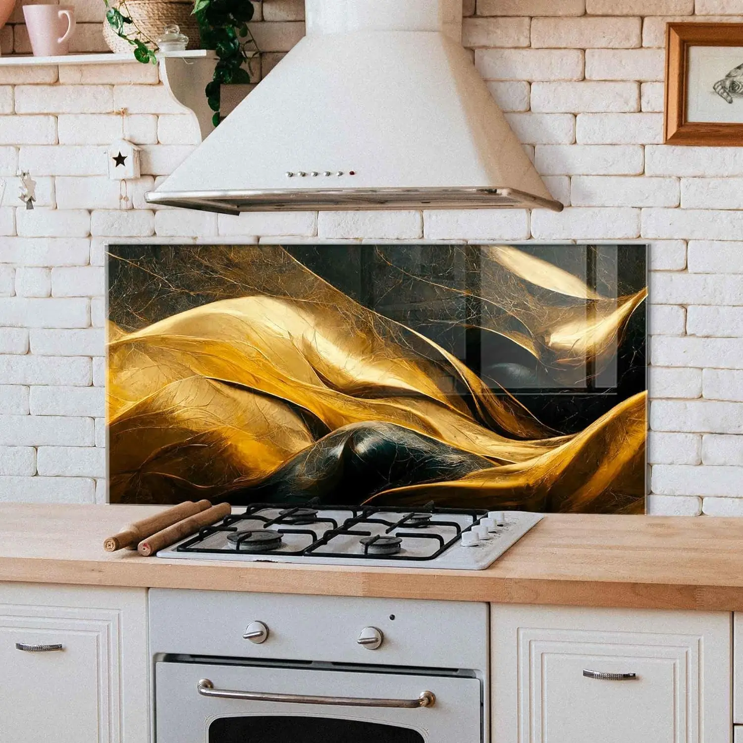 GCKG Abstract painting color texture Modern futuristic pattern Tempered Glass Kitchen Backsplash, Stove Back Cover, Stove Splashback, Cutting Board, Kitchen Wall Decor