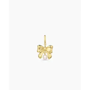 gorjana – Bow Pearl Parker Charm – 18K Gold-Plated Clip-On Charm with Genuine Pearl – Feminine, Playful & Elegantly Detailed