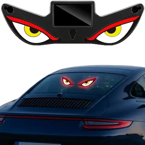 Eye Shape Solar-Powered USB-C Charge Car Windshield Ambient Lamp - Adjustable Ambient LED Lights, Luminous Color Changing Dynamic Function, LED Eyes for Car Windshield, Vibration & Light Sensors, 5 Modes, Auto Interior Decor Accessory