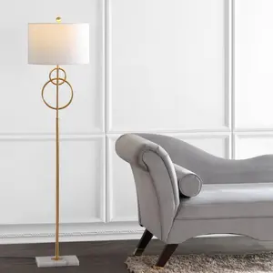 JONATHAN Y Haines Modern Circle Marble/Metal LED Floor Lamp; for Living Room, Bedroom, Kitchen, Office
