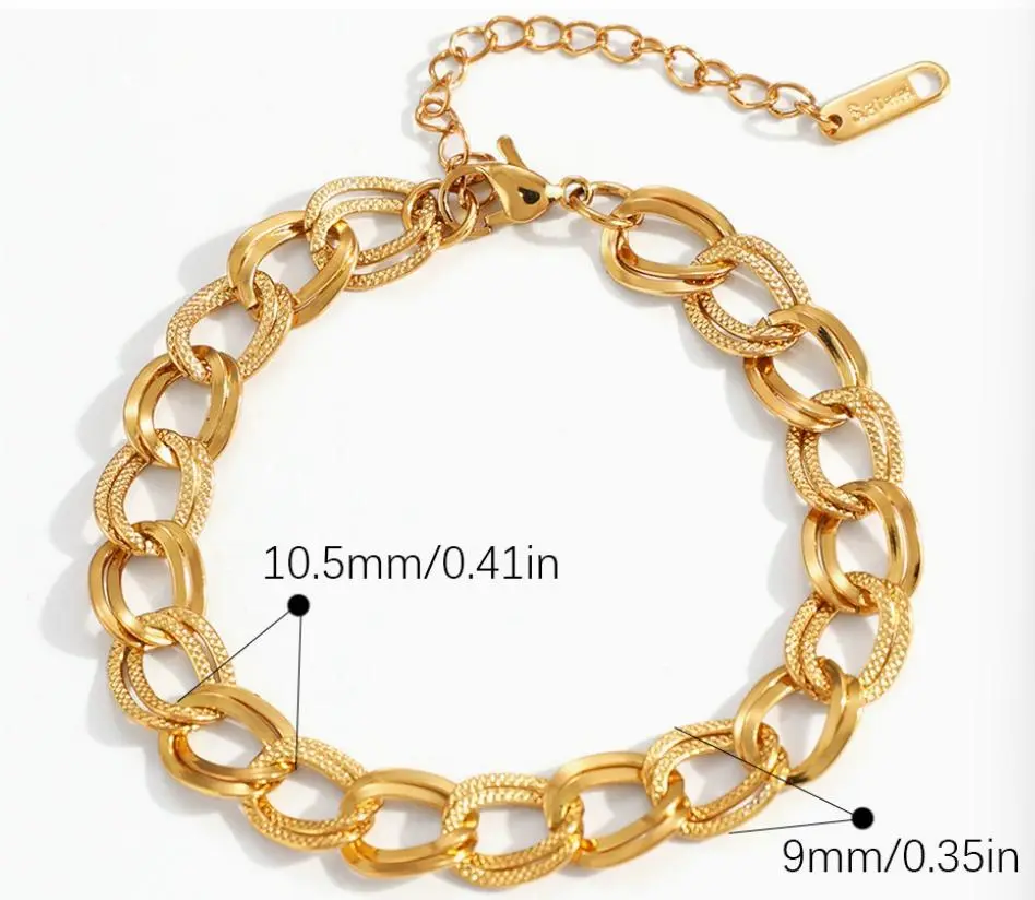 Gold Tone Braided Hollow Stainless Steel Twist Link Chain Bracelet, Durable Unisex Stackable Everyday Chain Jewelry Bracelets & Bangles, Ideal Gift for Couple Birthday Anniversary, Braided Hollow Chain Link, Daily