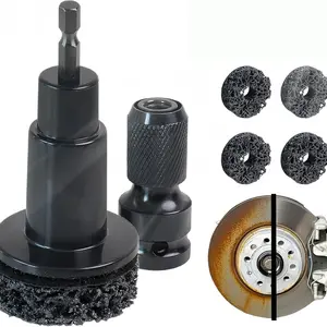 Wheel cleaning tool with dual head adapter, brake wheel cleaning kit includes 5 gaskets for rust removal and polishing, wheel stud cleaner compatible with electric drill and 1/2 inch impact drive wrench, Car Wheel Brush