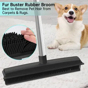 🐾1Pcs Rubber Broom Pet Hair Remover, 2-in-1 Brush for Sweeping & Pet Hair Removal, Effective Carpet Cleaner Tool for Pet Owners, Pet Hair Vacuum Alternative, Household Cleaning Tool, Home Care Supplies