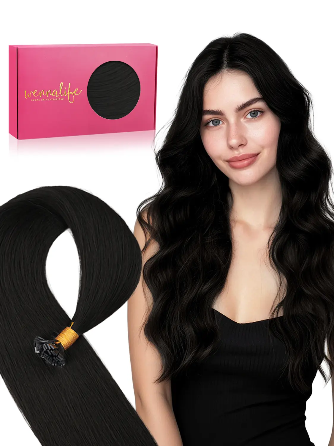 WENNALlFE Mini K Tip Hair Extensions Flat Tip Hair Extensions Human Hair, Keratin Extensions 50g 63s-125s/Pack 14-24Inch Remy Hair Seamless and Invisible From Black to Blonde & Balayage Shades De Cabello #sohochic
