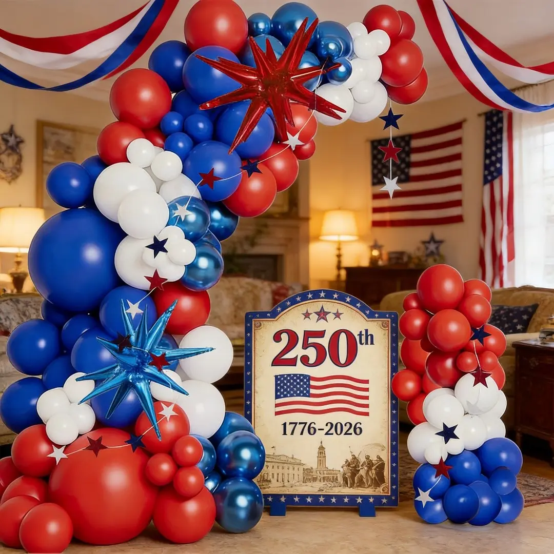 250th Anniversary Usa Balloon Decoration Set, 107pcs Blue Balloons, Independence Day Party Decor, Patriotic Flag Theme, Balloon Decorations Kit, Balloon Garland
