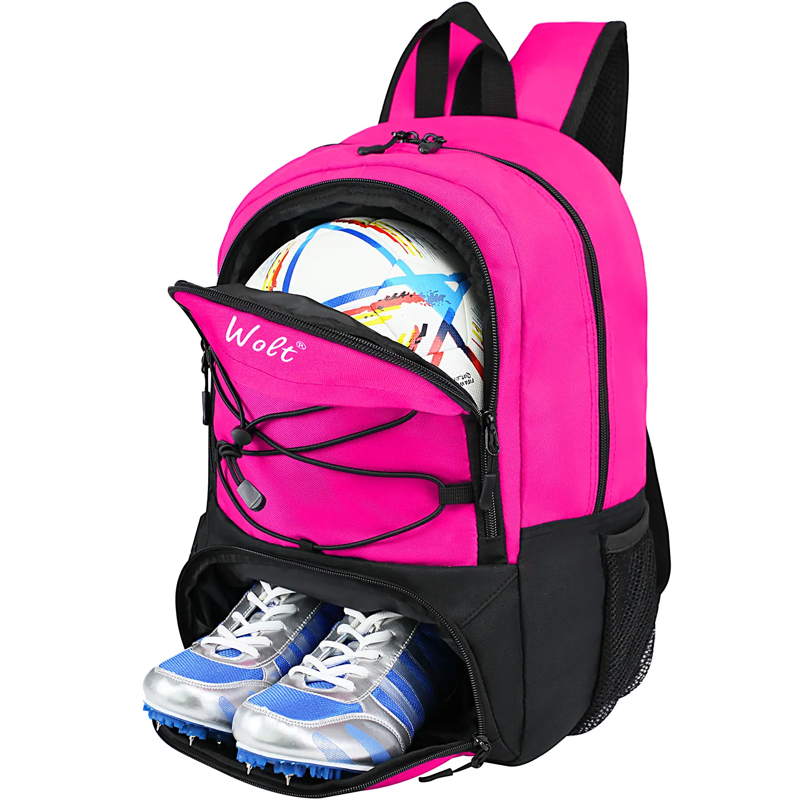 Water Resistant Multi-Sports Backpack with Separate Shoe Pockets, Ball Pouch Compartments - Durable All Ages Athletic Bag for Soccer, Basketball, Volleyball, Separate Pouches, Sportsball, Unisex