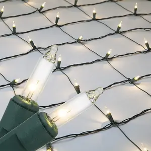 Outdoor Clear Christmas Net Lights, 150 Count Christmas Lights on Green Wire, 4 X 6 Ft Decorative Holiday Lighting for Hedges & Bushes