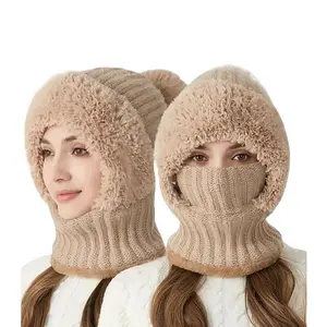 TikTokShopBlackFriday Women's Cozy Knit Beanie Hat with Pom Pom – Thickened Soft Winter Cap for Cold Weather, Solid Color Fashion Accessory for Women and Girls, Ideal for Daily Wear, Travel, and Outdoor Activities Bonnet Hood