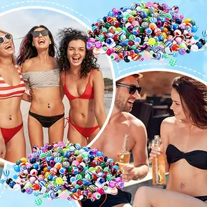 200 Pieces Belly Button Rings Piercing Multipack Belly Ring Button Banana Barbells Colorful Body Navel Barbell Acrylic Balls Steel Belly Body Piercing Jewelry