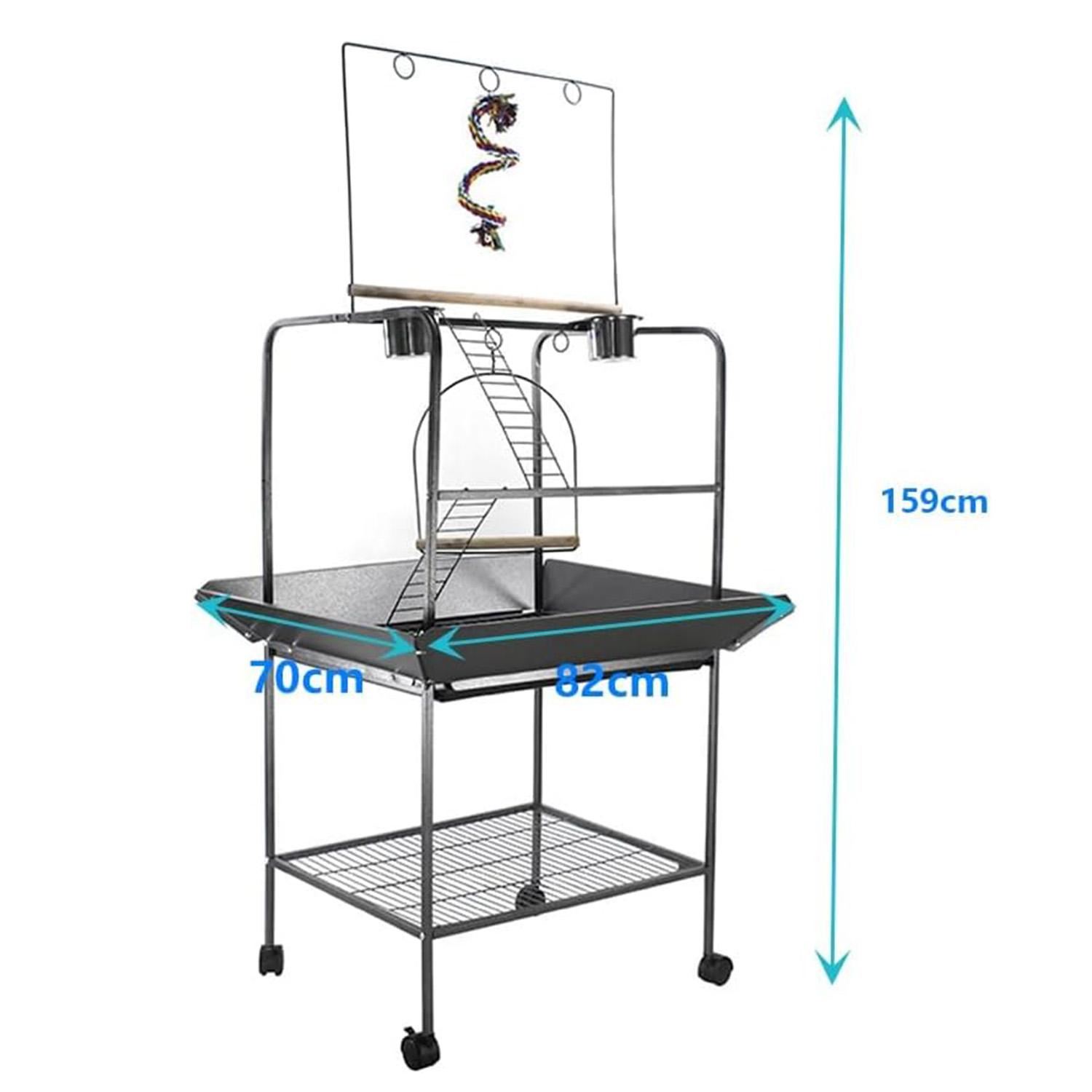 Bird PlayStand, 62 Inch Parrot Stand with Wheels, Bird Stand Activity Play Center with Perches and Ladders, Indoor Outdoor Playground with Swing for Parakeet, Cockatiels Conures Macaw
