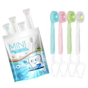 1 pack of 26 soft bristle mini  toothbrush with toothpaste business trip, travel after meal cleaning teeth fresh breath 5-in-1 toothbrush social tools Toothbrush Kit