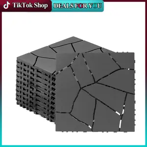 44 Pack Interlocking Deck Tiles, 12"x12" Patio Pavers, Heavy Duty Outdoor Flooring with Drainage, Waterproof Non-Slip Snap-Together Tiles for Balcony, Poolside, Garage foam marble wpc frameless shower door Reinforced Screen,summervibes