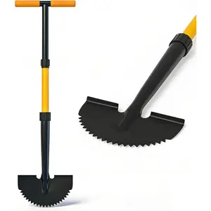 Edger, Edger Lawn Tool with 41-inch T Handle, Manual Half Moon Hand Edger for Grass, Metal Saw Tooth Garden Edger with Long Handle for Sidewalk, Yard Edging & Trimming