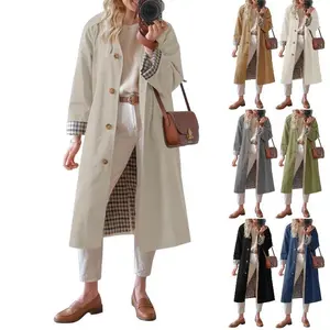 Women’s long single-breasted windproof coat, fashionable jacket