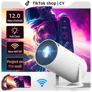 [US warehouse]Portable Mini Projector 450ANSI Dual Video Source Native 1280*720P Android 12 Built-in Speaker Appstore BT5.2 Cinema Outdoor Mini Projetor Remote Control Included Audio Portable Bluetooth WiFi Projector