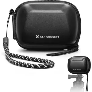 K&F CONCEPT Durable Adjustable Anti-Shake Semi-Open Camera Carrying Case with Strap - EVA Hard Storage Bag for DJI Osmo Action 6/3/4/5 Pro, Go Pro Hero 13/12/11/10/9 Black, Insta360 Ace/Ace Pro/2