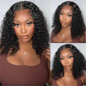 Wear and Go Glueless Wigs Human Hair Pre Plucked Pre Cut Deep Wave Curly Bob Wig for Black Women 5x5 Lace Closure Human Hair Bob Wigs