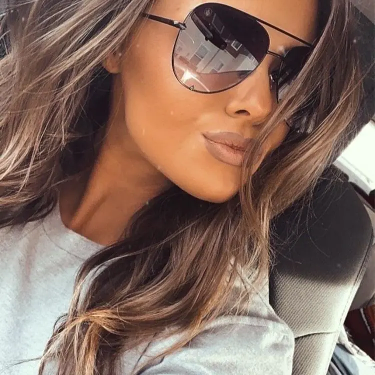 Retro Double Bridge Metal Sunglasses for Women & Men, Vintage Fashionable Frames with Ombre Gradient PC Lenses and UV Protection for Driving, Stylish Accessories, Womens Sunglasses, Gradient Black, Full Rim, Polycarbonate, Everyday, Female