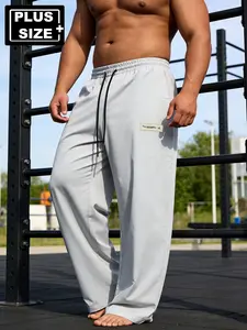Men's Summer Casual Plus Size Pants, Thin Breathable Elastic Loose Fit Outdoor Running Sports Long Pants, Comfortable and Stylish, Athleisure Style