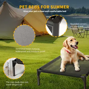 Ultra-Breathable Elevated Pet Bed - 2026 Cooling Dog Cot with Heavy-Duty Mesh-Steel Frame, No-Slip Design, Pressure Relief Joint Support, Rust-Proof, Easy Clean, Tool-Free Setup for Large Dogs, Outdoor Camping Supplies