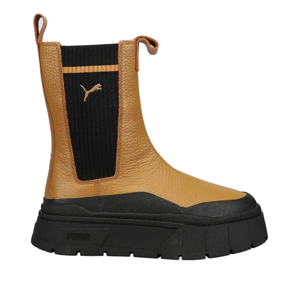 PUMA Womens Mayze Stack Round Toe Pull On Platform Chelsea Casual Boots Mid Calf Low Heel 1-2" - Brown PUMA Womens Mayze Stack Round Toe Pull On Platform Chelsea Casual Boots Mid Calf Low Heel 1-2" - Brown
