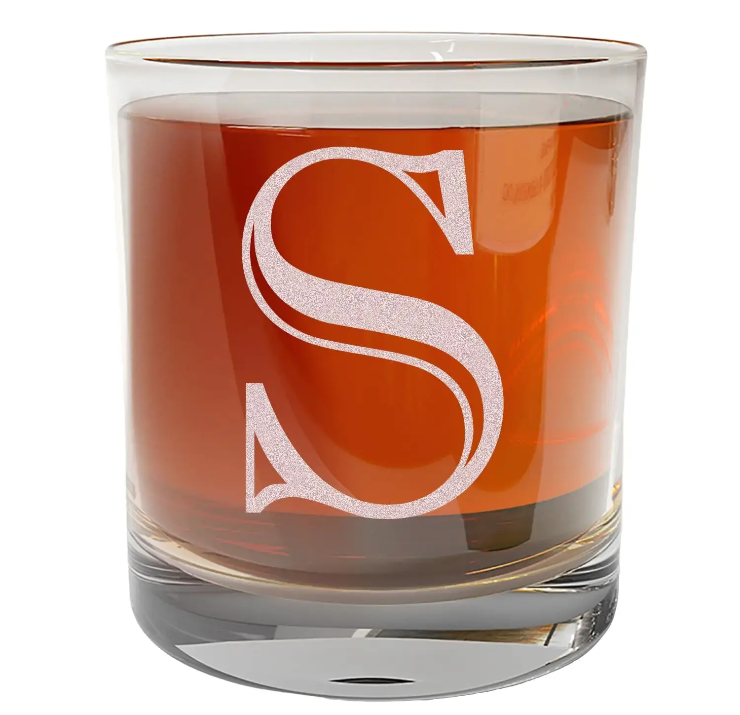 Etched Monogram 11oz Whiskey Rocks Glass (Letter S), A-Z Customized Bourbon Gifts for Men, Personalized Old Fashioned Scotch Glass, Custom Engraved Gifts for Him, Initial, Name, Regalos Personalizados