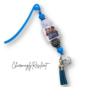 CharminglyResilient Handmade Book Mark with Blue Tassel and Inspirational Quote "I've survived too many storms to be bothered by raindrops"