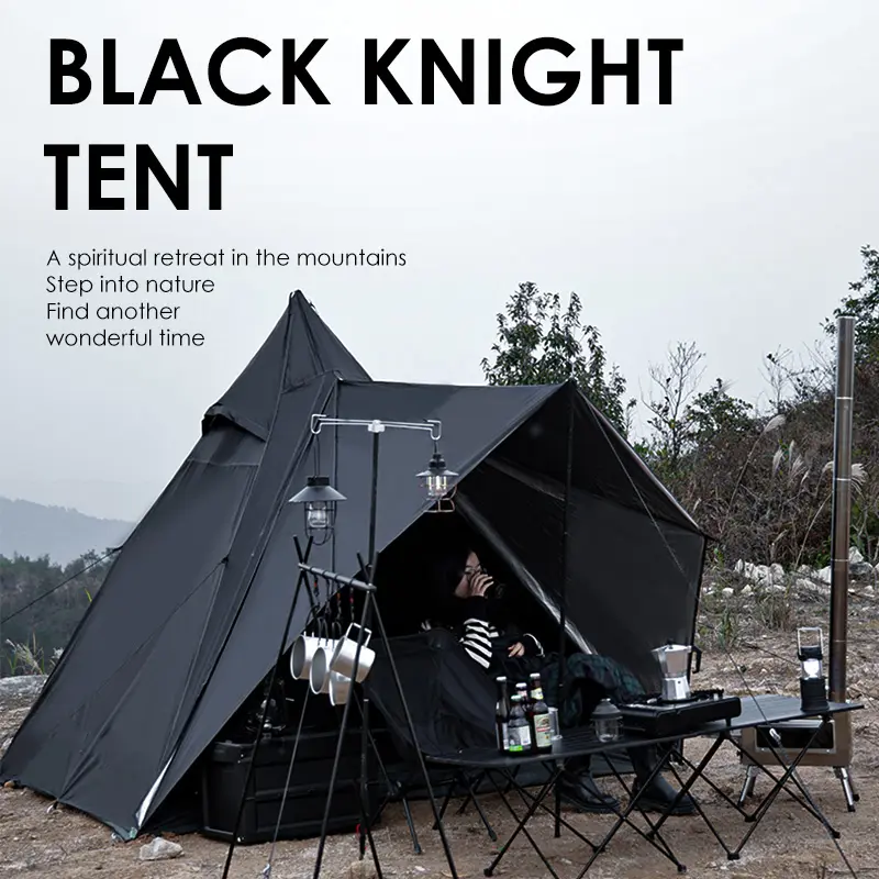 Batman Dark Warrior Tent 2-Person outdoor camping tent Waterproof & Windproof Black Knight Pyramid Tent - Portable, Foldable Large Teepee with UV Protection, Durable Oxford Fabric, Alloy Poles for Outdoor Camping, Hiking - Ideal for All Seasons & Holidays