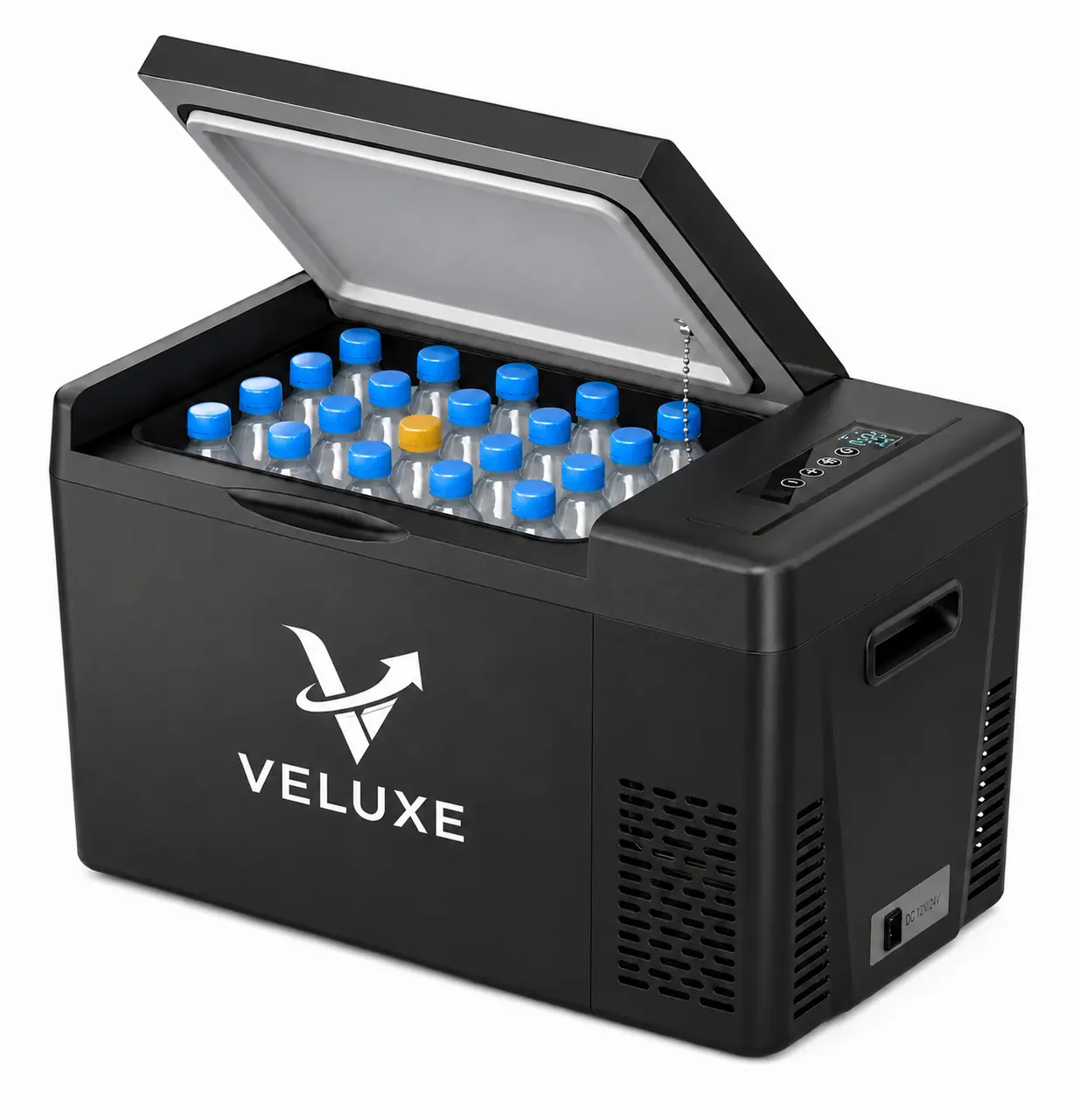 VELUXE 12V Portable Compressor Fridge Freezer, 23 Qt, 12/24V DC & 110~240V AC, -8℉~50℉, for Truck RV Camping (Black)