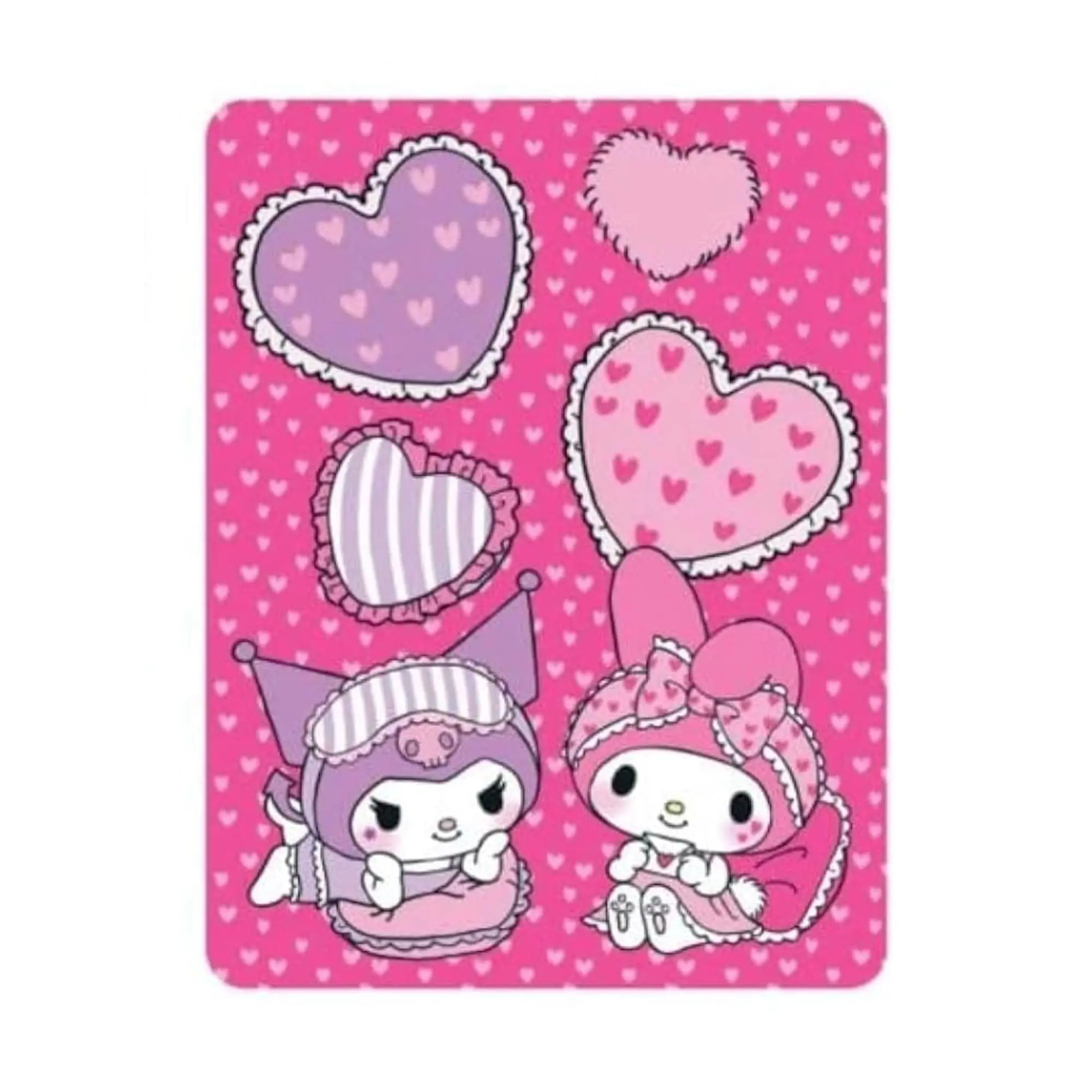 Sanrio My Melody & Kuromi Cozy Throw Blanket, 45x60 in Fluffy Cozy Soft Warm Fleece, Decorative Blanket Throws for Bedding & Living Room