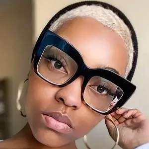 Square Full Rim Glasses for Women High Definition Reading Frame with Purple Accents Minimalist Design Tassel Embellished Anti-Fog Cloth Included