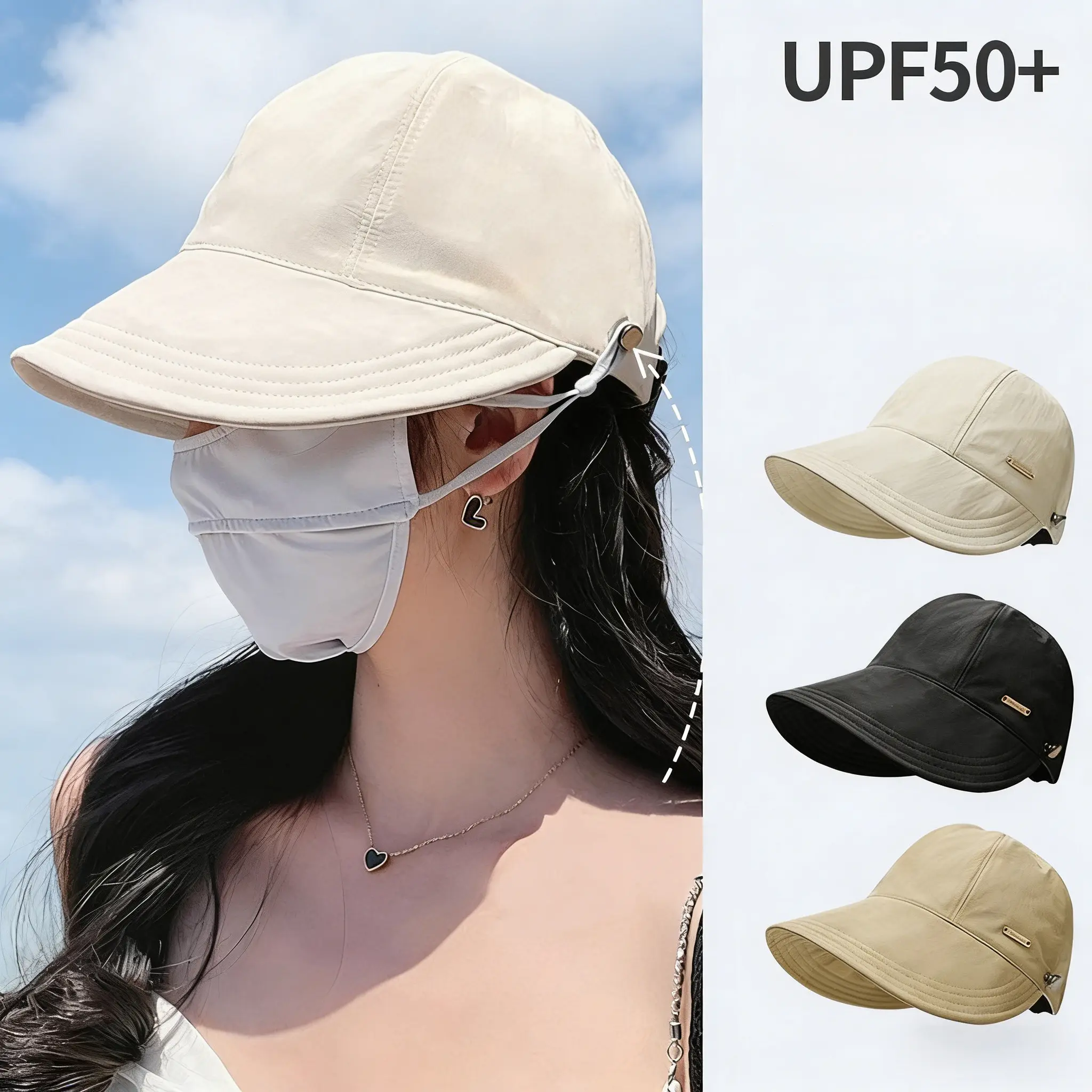 Unisex Adjustable Ponytail Hat for Adults - Spring & Summer Sports & Outdoor Accessory, Wide Brim, Versatile for Hiking, Mask-Hanging Function (No Duplicate Styles Included)