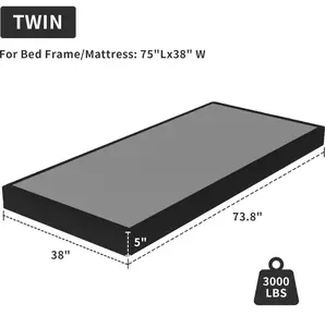 Box Spring Heavy Duty Metal Bed Frame with Fabric Cover, 3000lbs Max Weight Capacity Bed Base Mattress Foundation, Easy Assembly, Noise Free Twin