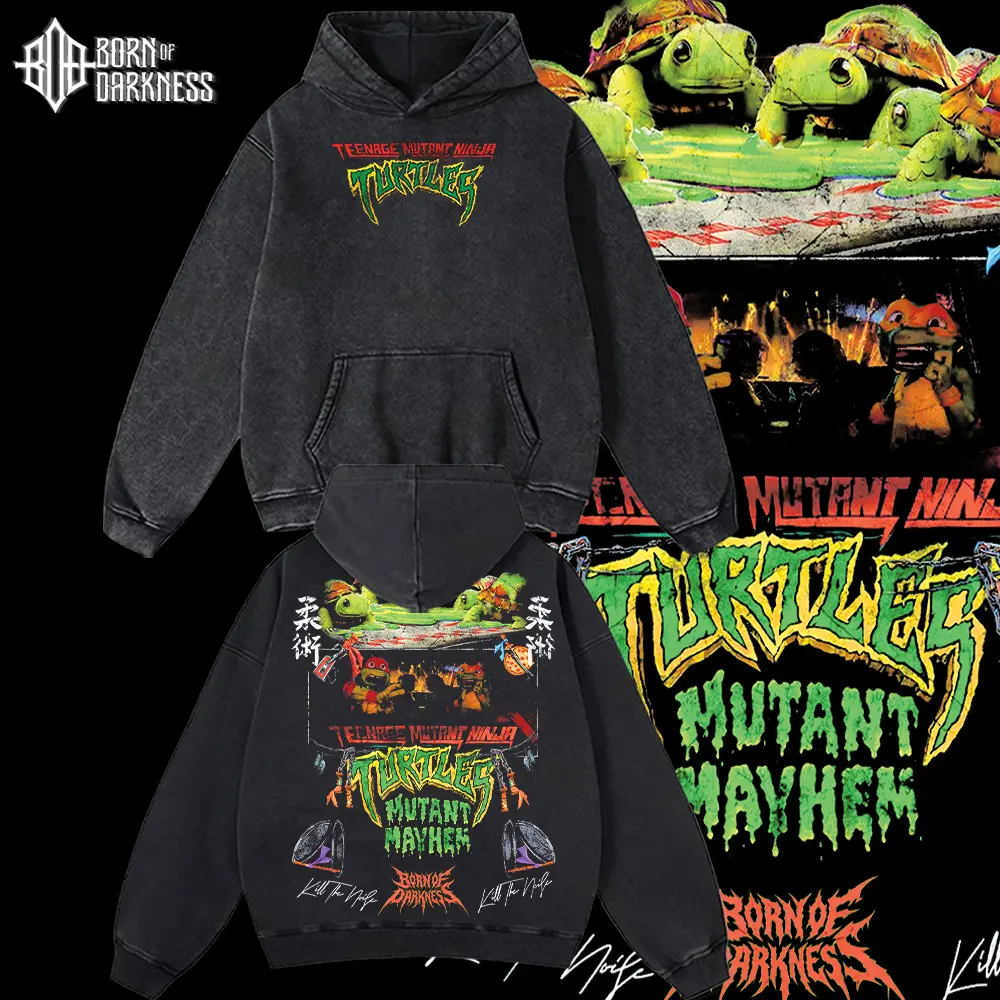 BOD - PIZZA SHINOBI'S Teenage Mutant Ninja Turtles Vintage Unisex Oversize Washed Cotton T-shirt Hoodie, Graphic Tee,Turtle Lover, Turtle Merch Fan, Outfits Men, Boys Merch Top