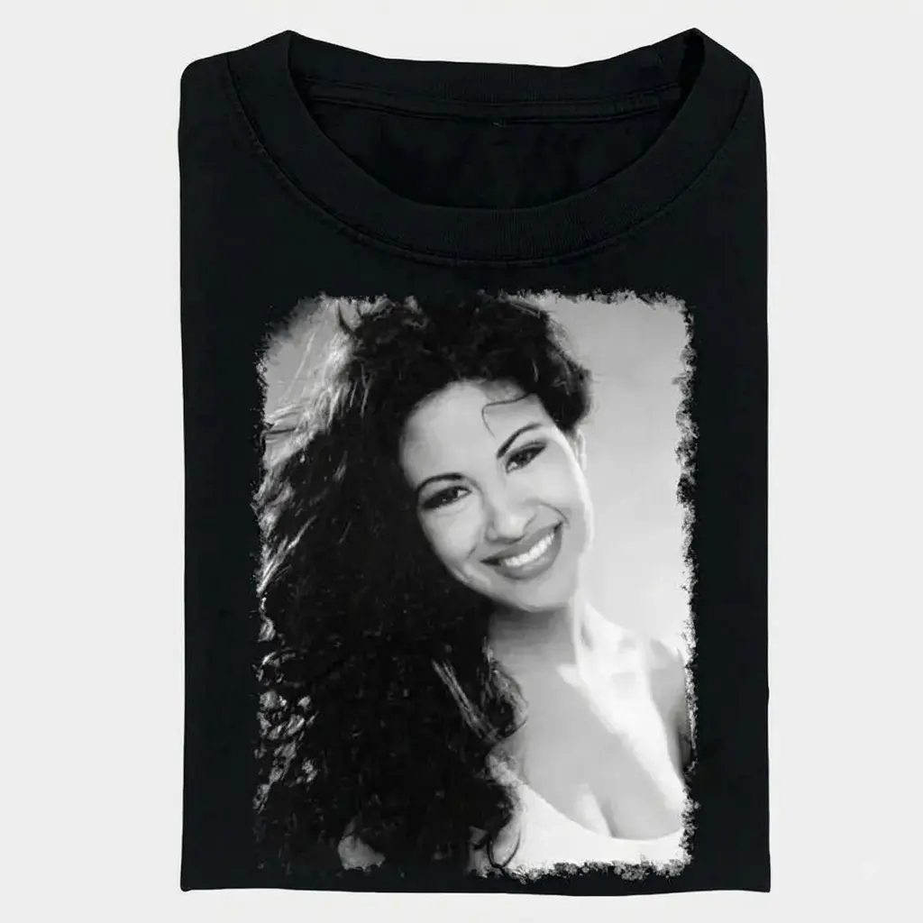 Women's Selena Quintanilla 90's Vintage Graphic Print Unisex Cut Short Sleeve Crew Neck T-Shirt, Music Fan Gift Top