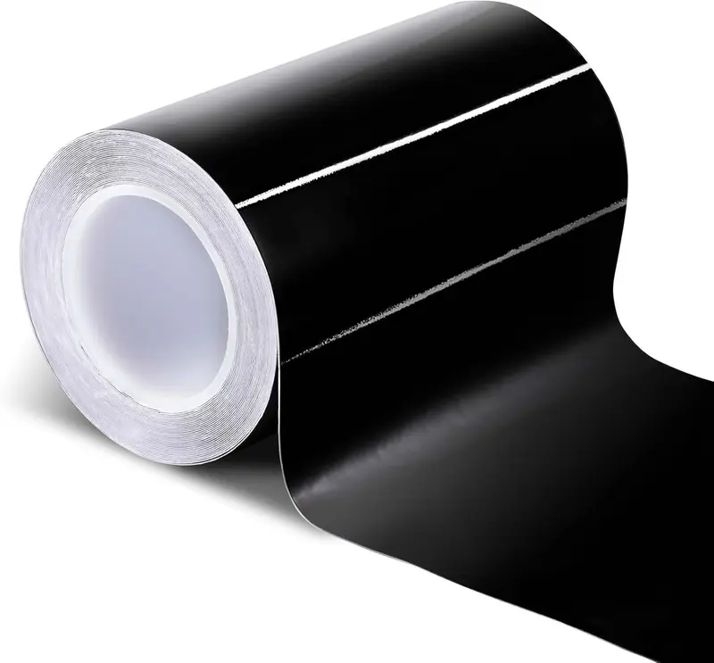Spurtar Gloss Black Vinyl Wrap 4 Inch x 20ft Air-Release Adhesive Car Vinyl Tape Chrome Delete Wrap Roll DIY Car Exterior Decoration Door Edge Guard Vehicle Detailing Paper 10CM x 6M