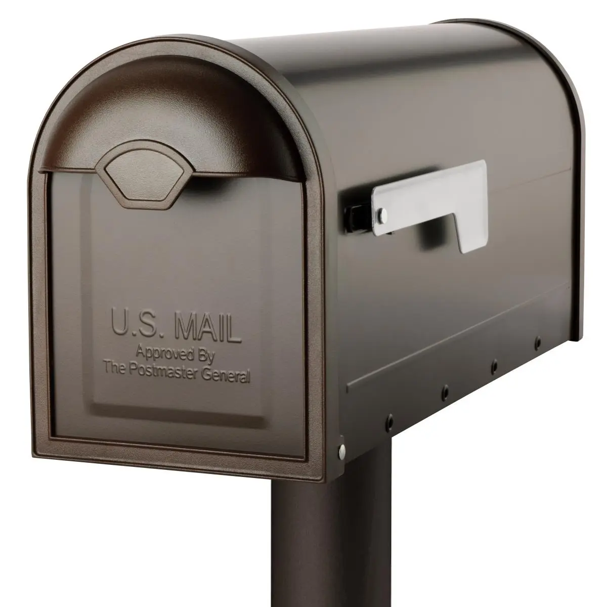 212 MAIN Winston Post-Mount Mailbox - Classic Outdoor Architectural Mailbox with Resin Frame, Pull-Handle, Textured Mold, Rubbed Bronze Galvanized Steel Powder-Coated Durable Construction