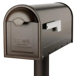 212 MAIN Winston Post Mount Mailbox - Classic, Outdoor, Rubbed Bronze, Galvanized Steel Powder-Coated, Durable Construction Architectural Mailbox
